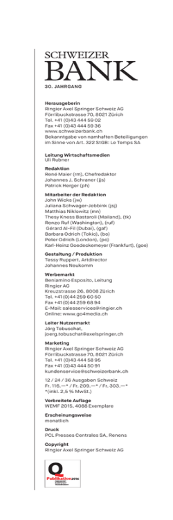 Herausgeberin Ringier Axel Springer Schweiz AG F&ouml;rrlibuckstrasse