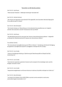 Themenliste von IBS-Abschlussarbeiten Herr Prof. Dr. Axel Kaune