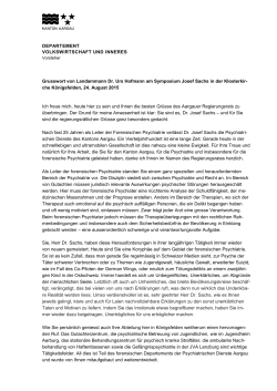 Grusswort am Abschiedssymposium f&uuml;r Prof. Josef Sachs in