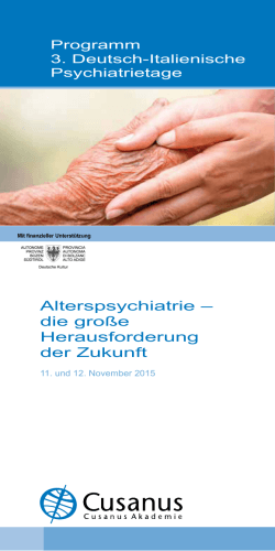 Alterspsychiatrie – die große Herausforderung