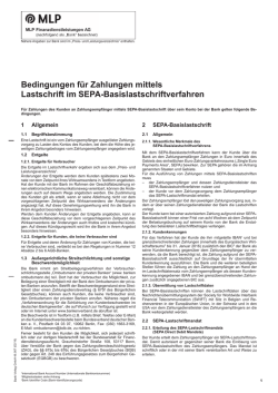 Bedingungen für Zahlungen mittels Lastschrift im SEPA