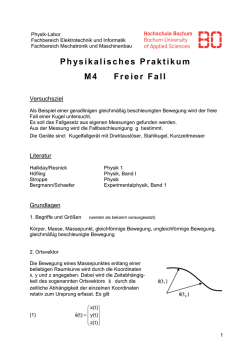 Physikalisches Praktikum M4 Freier Fall