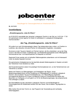 Einstellungssache- Jobs für Eltern - Jobcenter Ludwigslust