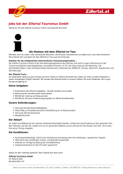 Jobs bei der Zillertal Tourismus GmbH