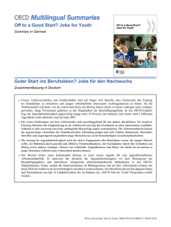 Off to a Good Start? Jobs for Youth Guter Start ins