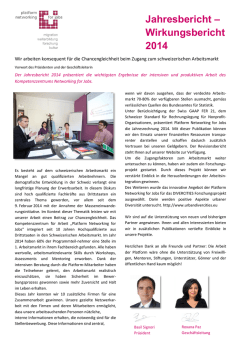 Jahresbericht &ndash; Wirkungsbericht 2014