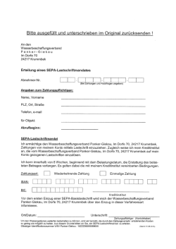Bitte ausgefüllt und unterschrieben im Original zurücksenden !