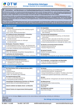 Checkliste für erforderliche Unterlagen zur Darlehensanfrage