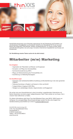 Mitarbeiter (m/w) Marketing