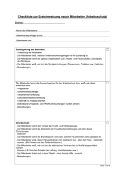 Checkliste zur Ersteinweisung neuer Mitarbeiter