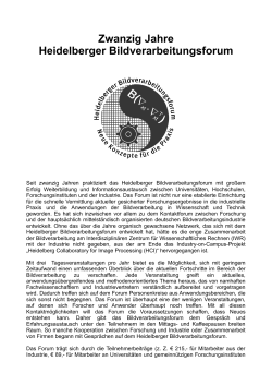 Pressemitteilung - 20 Jahre Heidelberger Bildverarbeitungsforums