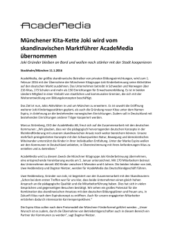 Münchener Kita-Kette Joki wird vom skandinavischen Marktführer