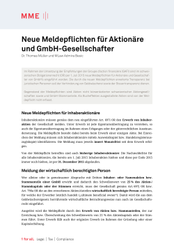 Neue Meldepflichten für Aktionäre und GmbH-Gesellschafter