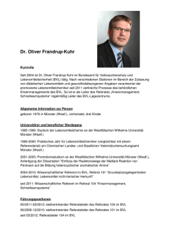 Dr. Oliver Frandrup-Kuhr - Bundesamt f&uuml;r Verbraucherschutz und