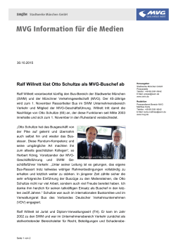 Ralf Willrett löst Otto Schultze als MVG-Buschef ab