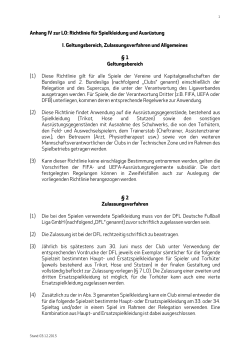 Anhang IV zur LO: Richtlinie für Spielkleidung und Ausrüstung I