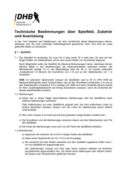 Technische Bestimmungen über Spielfeld, Zubehör und Ausrüstung