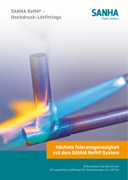 H&ouml;chste Toleranzgenauigkeit mit dem SANHA RefHP System