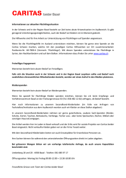 Informationen zur aktuellen Fl&uuml;chtlingssituation In der Schweiz und