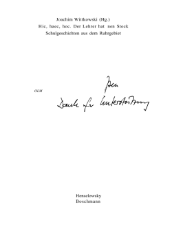Joachim Wittkowski (Hg.) Hic, haec, hoc. Der Lehrer hat nen Stock
