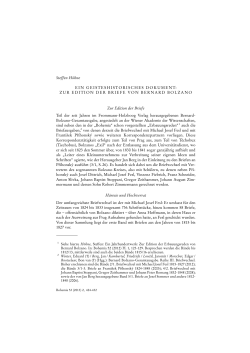 ZUR EDITION DER BRIEFE VON BERNARD BOLZANO Zur Edition