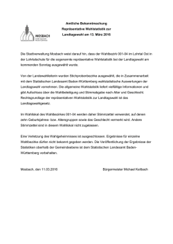 Die Stadtverwaltung Mosbach weist darauf hin, dass der Wahlbezirk