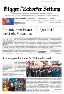 Ein Jubil&auml;um kostet &ndash; Budget 2016 weist ein Minus aus