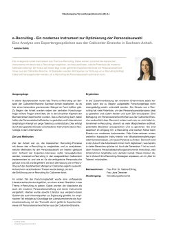 e-Recruiting - Ein modernes Instrument zur Optimierung der