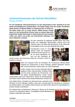 Jahresschlussessen der Schule R&uuml;schlikon