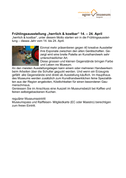 Frühlingsausstellung „herrlich & kostbar“ 14. – 24. April