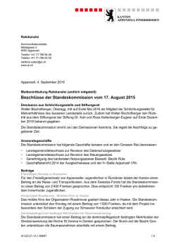 Medienmitteilung der Standeskommission vom 17. August 2015