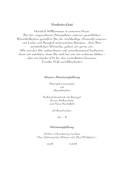 Speisekarte - Pf&auml;lzer Hof