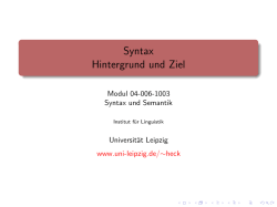 Syntax Hintergrund und Ziel