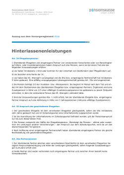 Hinterlassenenleistungen - Pensionskasse Stadt Z&uuml;rich