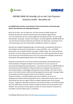 GRENKE BANK AG beteiligt sich an der Cash Payment