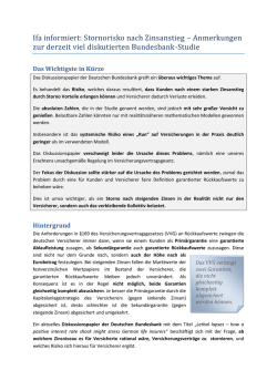 Ifa informiert: Stornorisko nach Zinsanstieg &ndash; Anmerkungen zur