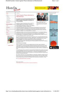 Hotel&Touristik, 11.06.2015: United Against Waste informiert in