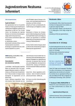Jugendzentrum Neshama informiert, Januar 2016