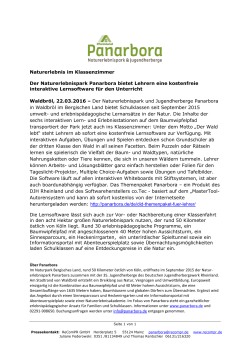 22. März 2016 Panarbora bietet didaktische Themenpakete