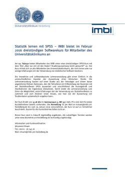 Statistik lernen mit SPSS &ndash; IMBI bietet im Februar 2016