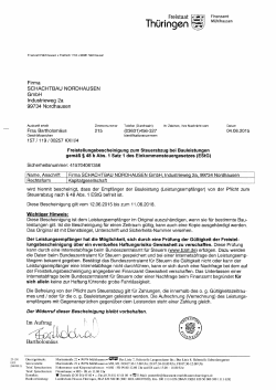 Freistellungsbescheinigung SBN gültig bis 11.06.2018