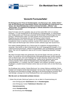Vorsicht Formularfalle! Ein Merkblatt Ihrer IHK - IHK Bonn/Rhein-Sieg