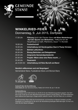 WINKELRIED-FEIER Donnerstag, 9. Juli 2015, Dorfplatz