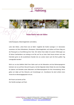 Feste feiern wie sie fallen