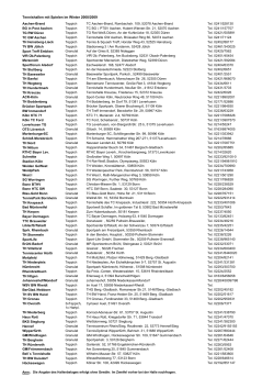 TVM Verzeichnis aller Tennishallen