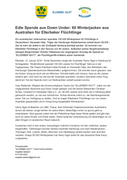 Edle Spende aus Down Under: 60 Winterjacken aus