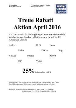 Treue Rabatt Aktion April 2016 - TT