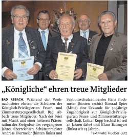 inder &bdquo;K&ouml;nigliche&ldquo; ehren treue Mitglieder