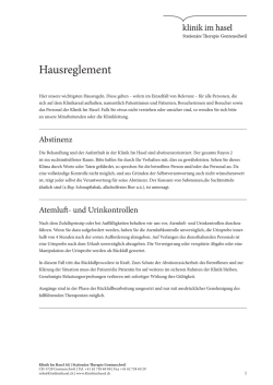 Hausreglement station&auml;re Therapie