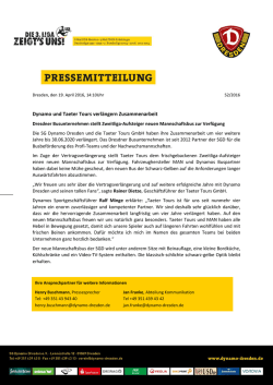 Dynamo und Taeter Tours verl&auml;ngern Zusammenarbeit